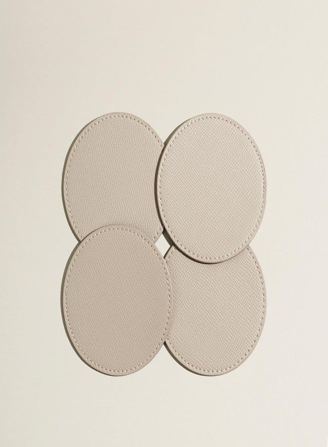 OLETHA Drink Coasters, Set of 4 - Aesthetic Round Coaster for Coffee Bar, Dining Table, Office Desk - Ivory - Image 4